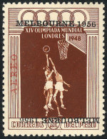Sc.C79 2 S. Basketball, With DOUBLE "MELBOURNE 1956" Overprint, One Inverted, Extremely Rare, Not Listed By Scott.... - Pérou