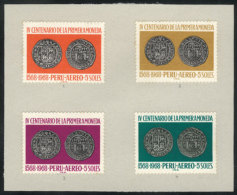 Sc.C234/235, 1969 Oil Coins, TRIAL COLOR PROOFS (in The Adopted Colors + Other 2 Colors), Glued On Card To Be... - Peru