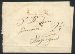 Circa 1811, Undated Folded Cover Sent To Moquegua, With Red "TACNA" Mark And "2½" Rating In Pen, Scarce! - Pérou