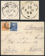 Cover Franked With 22c., Sent From Lima To Italy On 9/MAY/1896, On Back London Transit Mark And Arrival, Very Nice! - Peru