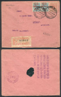 1/FE/1916 LIMA - USA: Registered Cover Franked By Sc.183 (20c. Castilla) + 196 Pair, With Detroit Arrival... - Pérou