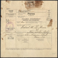 Despatch Note Sent From Lima To New York (circa 1926), With Fantastic Postage Of 4S. (Sc.216 X20), VF Quality,... - Pérou