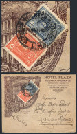 Cover With Spectacular Advertising Of The Hotel Plaza In Lima, Franked By Sc.245A + 260 (coil De 10c., Very Rare On... - Pérou