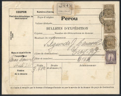 Despatch Note Sent From Lima To USA, With Very Nice Postage Of 3.50 Soles (Sc.248 + 249 Strip Of 3), VF Quality! - Pérou