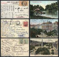 7 PCs (most With Good Views Of Lisboa) Used In 1909 (most Sent To A Crew Member Of The Argentine Frigate Sarmiento,... - Autres & Non Classés