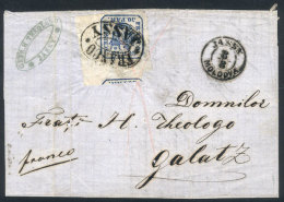 8/AU/1864 JASSY - Galatz: Folded Cover Franked With A Spectacular Example Of 30pa. Blue With Ample Margins,... - Sonstige & Ohne Zuordnung