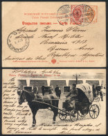 Handsome PC With View Of A Carriage, Sent From Saint Petersburg To Argentina On 6/AUG/1902, Excellent Quality! - Autres & Non Classés