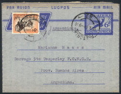 6d. Aerogram + Additional Franking (6d. Lion), Sent On 18/MAY/1958 From Pretoria To Argentina, VF Quality! - Sonstige & Ohne Zuordnung