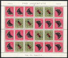 Pro Juventute Issue Of 1953, Complete Sheet With Tete-beches Of The Values 20+10c And 30+10c., Mint No Gum, One... - Sonstige & Ohne Zuordnung