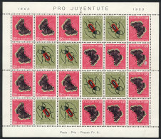 Pro Juventute Issue Of 1953, Complete Sheet With Tete-beches Of The Values 20+10c And 30+10c., Mint No Gum, One... - Autres & Non Classés