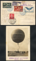 Postcard Of Gordon Bennett´s Balloon Flight, Franked With Swiss Stamps And Special Postmark Of The Flight For... - Other & Unclassified