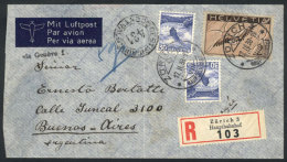 Registered Airmail Cover Sent From Zurich To Argentina On 17/FE/1938, Franked With 2.60Fr., VF! - Autres & Non Classés
