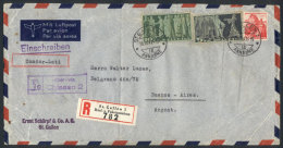 Registered Airmail Cover Sent To Argentina Via CONDOR-LATI, Franked By Scott 245-246 + 243, Excellent Quality! - Other & Unclassified