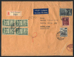 Registered Airmail Cover Sent From Zurich To Argentina On 18/SE/1946, Franked With 47.80Fr., Interesting! - Autres & Non Classés