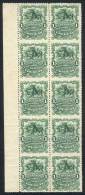 Sc.153, 1900/10 Cattle 1c., Fantastic Block Of 10 IMPERFORATE BETWEEN HORIZONTALLY Variety, VF Quality, Fantastic! - Uruguay