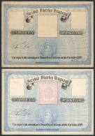 2 Cards Of The Year 1879 Printed By The Sociedad Filatelica Uruguaya, One WITHOUT The Central Coat Of Arms, VF! - Uruguay