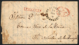 Long Entire Letter Of 19/JA/1859 Sent From MONTEVIDEO To San Nicolás, With Red Oval Datestamp Of Montevideo... - Uruguay