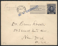 Provisional Stamp Of 37½c. Franking A Cover To New York Mailed Onboard The Ship M.V.GEORGIC, With Machine... - Venezuela