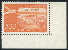 Yvert 31, 1954 500d. Orange, High Value Of The Set, MNH And With Sheet Corner, Superb! - Other & Unclassified