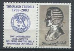 103 ITALIE 2003 - Tommaso Crudeli - Masonic Franc Maconnerie - Neuf Sans Charniere (Vignette) - Freemasonry