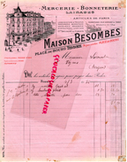 12 - RODEZ-BELLE FACTURE MAISON BESOMBES-MERCERIE BONNETERIE-PLACE BOURG- A M. LACOMBE A VEZINS -1936 - Petits Métiers