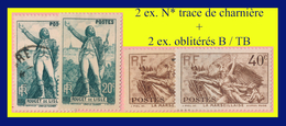 N° 314 315 ROUGET DE LISLE : LA MARSEILLAISE 1936 - 2 EX. N* TRACE DE CHARNIÈRE + 2 EX. OBLITÉRÉS - - Unused Stamps
