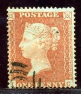 GB 1d RED 1854 SMALL CROWN PERF 16 DIE 11 INVERTED WMK - Oblitérés