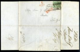 GB SCOTLAND 1866 1/- GLASGOW - NEW YORK, USA - Postmark Collection