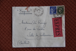 Lettre Envoyée En Express De PARIS à SILLE LE GUILLAUME - 1921-1960: Modern Tijdperk