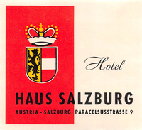 D5787 " HOTEL HAUS SALZBURG - AUSTRIA " ETICHETTA ORIGINALE - ORIGINAL LABEL - Etiquettes D'hotels