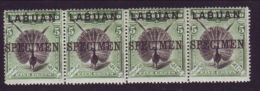 LABUAN 1897 5c STRIP OVERPRINTED "SPECIMEN" - Otros & Sin Clasificación