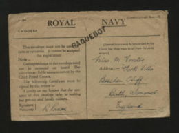 GB ROYAL NAVY PAQUEBOT COVER - Postmark Collection