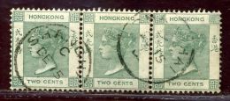 HONG KONG QV SHANGHAI CHINA STRIP OF 3 - Used Stamps