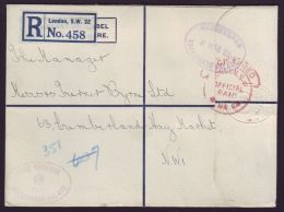 GB REGISTERED ENVELOPE OFFICIAL PAID TREASURER TO THE KING 1928 - Marcofilie