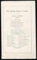 THE AMERICAN SOCIETY IN LONDON INDEPENDENCE DAY BANQUET 1908 LONDON PROG - 1900-1949