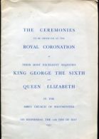 KING GEORGE 6TH CORONATION CEREMONIES BOOKLET - Christianity, Bibles