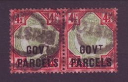 GB QV 41/2d GOVT PARCELS OFFICIAL OVERPRINT USED PAIR - Other & Unclassified