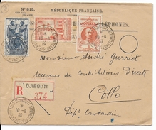 COTE DES SOMALIS - 1939 - LETTRE RECOMMANDEE De DJIBOUTI  => COLLO (ALGERIE) - Cartas & Documentos