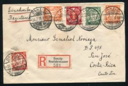 DANZIG AMAZING REGISTERED COVER TO COSTA RICA 1929! - Storia Postale