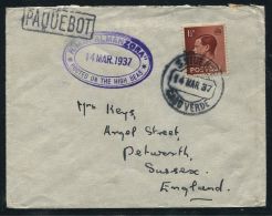 GREAT BRITAIN USED ABROAD CAPE VERDE ISLANDS KING EDWARD 8th 1937 RMS ALMANZORA - Postmark Collection