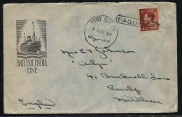 GREAT BRITAIN EDWARD 8th MARITIME USED ABROAD EAST AFRICA PORT 1937 - Postmark Collection
