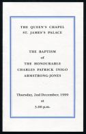 CEREMONIAL BAPTISM CHARLES ARMSTRONG -JONES 1999 ST JAMES PALACE LORD LINLEY - Nacimiento & Bautizo