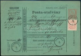 1875 5kr Díjjegyes Postautalvány Szelvénnyel, Színesszámú 5kr... - Other & Unclassified