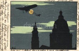 T2 Budapest, RepülÅ‘verseny Meeting. Sziluettes MÅ±vészlap /  Aircraft Meeting, Silhouette Art Postcard... - Unclassified