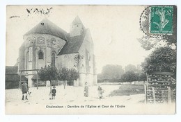 2207 Chalmaison Derrière De L'Eglise Et Cour De L'Ecole Chien Cachet Pointillé Cachet Poste Rurale A Pour Fontainebleau - Autres & Non Classés