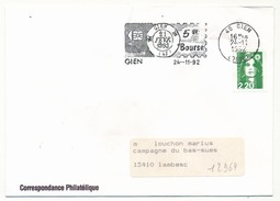 FRANCE - Env. Affr 2,20 Briat - OMEC "5eme Bourse Télécartes" GIEN (Loiret) 1992 - Other & Unclassified