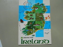 IRLANDE GREETINGS FROM IRELAND CARTE MAP - Andere & Zonder Classificatie