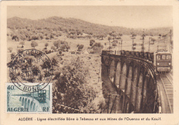 Carte Maximun - Ligne électrifiée Bône à Tebessa Et Aux Mines De L'Ouenza Et Du Kouif, Ain Tahamimine Sur L'Oued Charouf - Maximumkarten