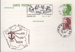 Carte Postale Entier 1,90 Vert Liberté Repiqué MECAPHIL 87 Oblitéré Flamme Tempo Paris 08 Du 29-8-87 - Cartoline Postali Ristampe (ante 1955)