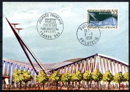 France   Y&T 1156  Carte Maximum / CM  ---  EXPO 58  --  Obl. Spéciale Paris RP Philatélie - 1958 – Bruxelles (Belgique)